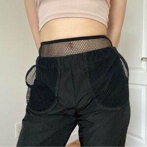 Black fishnet mesh slim utility pants - from Thailand